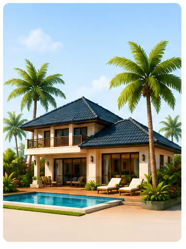 Tropical vacation rental with a swimming pool